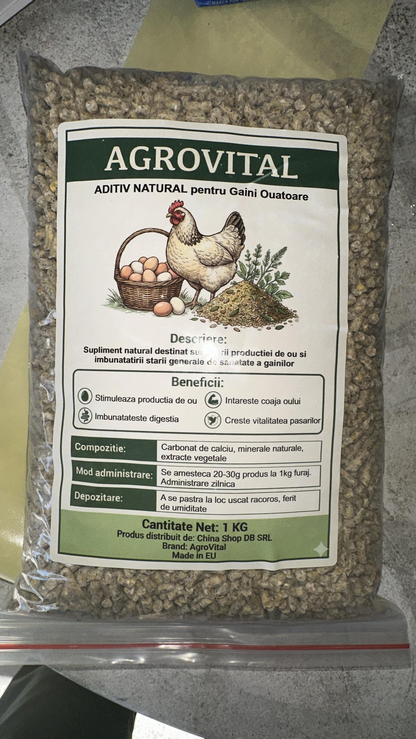 Pachet 1+2 Gratis- Aditiv Natural Bio pentru Găini- Hrănire și Ouat- 1kg