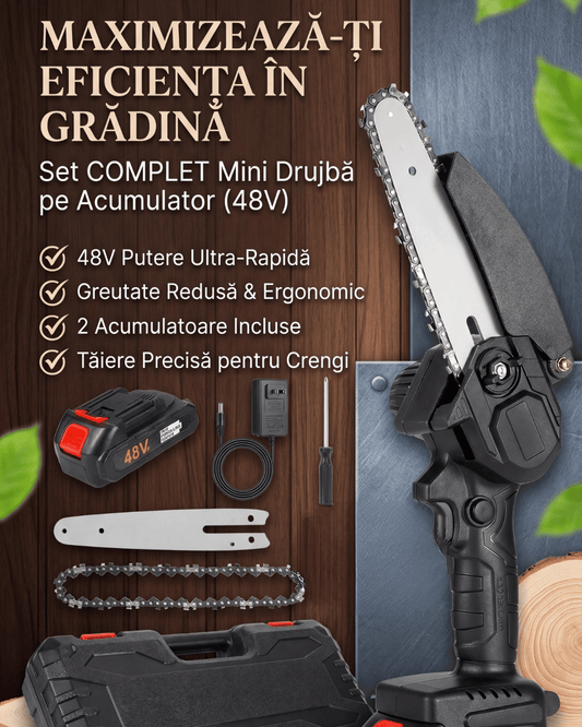 Mini Drujba Electrica 18 Cm cu 2 Acumulatori 48V 2 LANȚURI