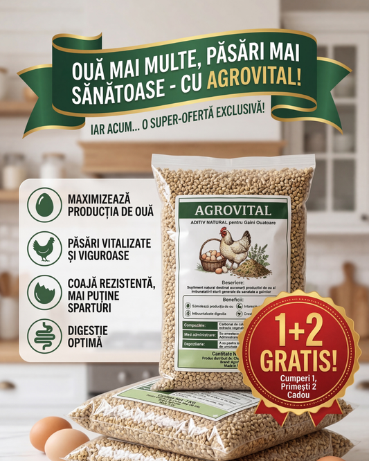 Ofertǎ 1+2 Gratis- Aditiv Natural Bio pentru Găini- ajuta la Hrănire și Ouat- 1kg