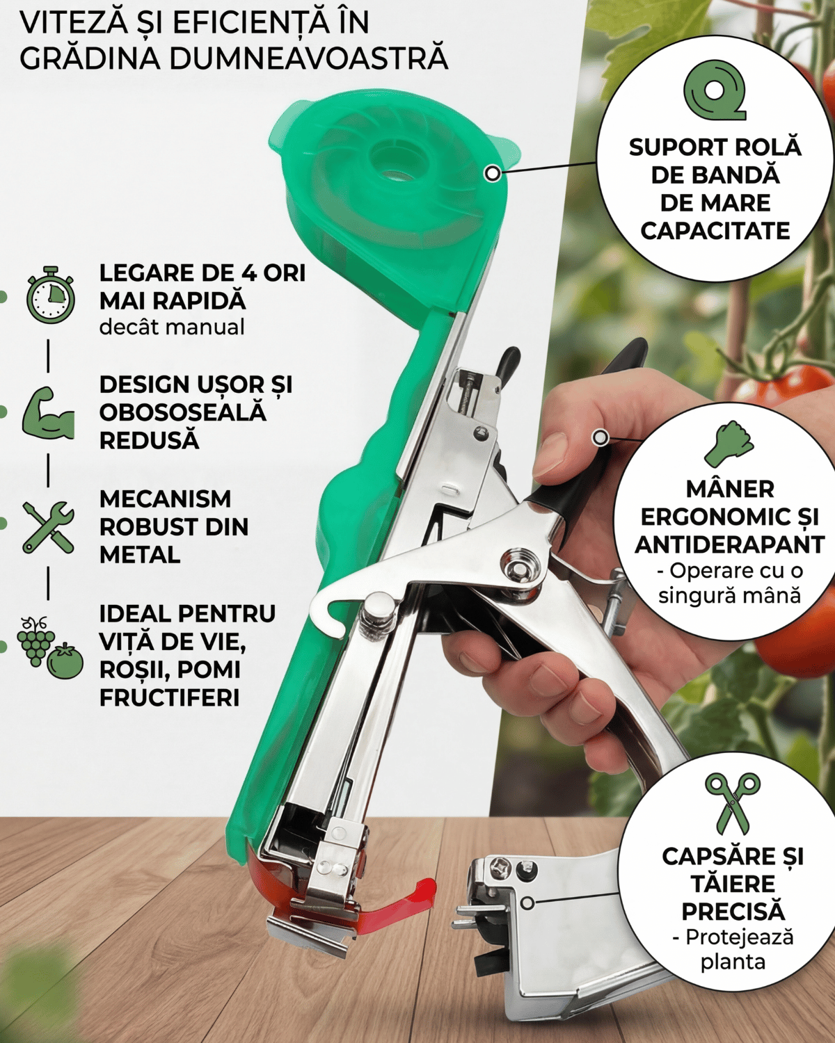 Mașină electrică de legat vie / plante legume si pomi fructiferi+ GRATIS 5 ROLE DE LEGAT