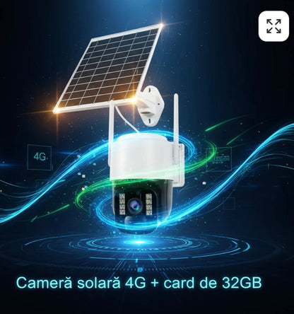 Cameră Supraveghere Solară INNOVA TS1-4G +Card 32GB, 6MP, PTZ 355°, Night Vision Color, Audio Bidirecțional, Alarmă, O-Kam Pro