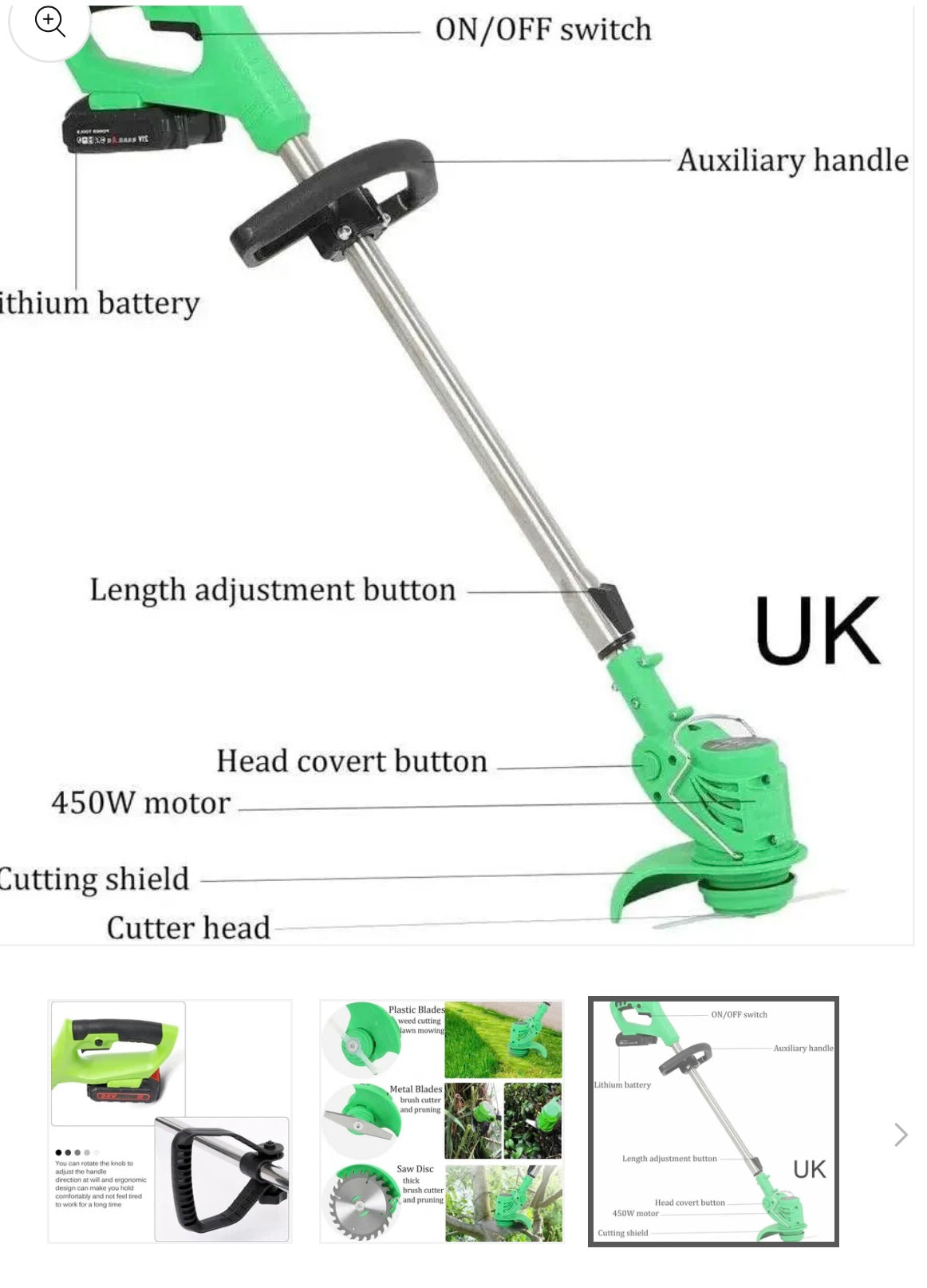 Tunde iarba rapid și fără efort! Trimmer electric pe acumulator +Mănuși cadou