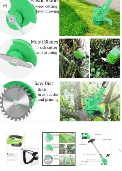 Tunde iarba rapid și fără efort! Trimmer electric pe acumulator +Mănuși cadou