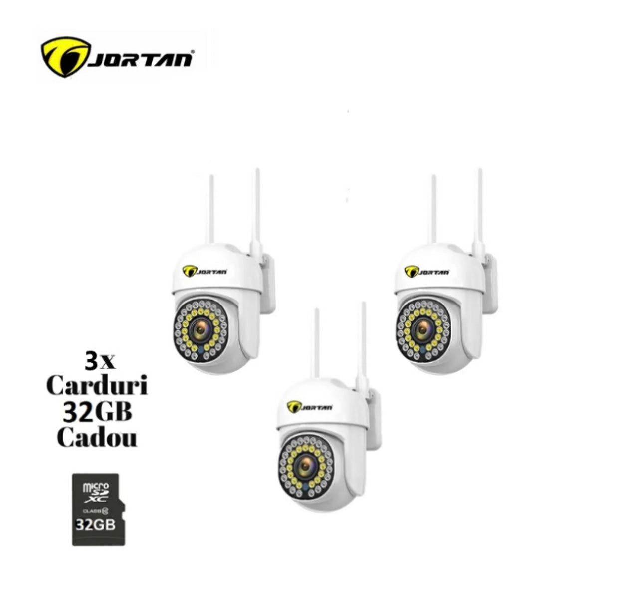 Pachet Premium 3 Camere WiFi IP66 – Supraveghere Completă Zi și Noapt 3 CARDURI CADOU